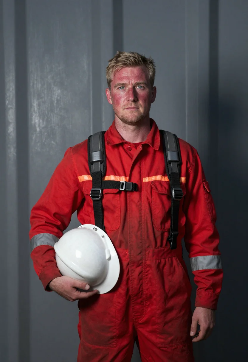 AI north sea rig sample — portrait of a man, waist-up portrait of a Scottish man in hi