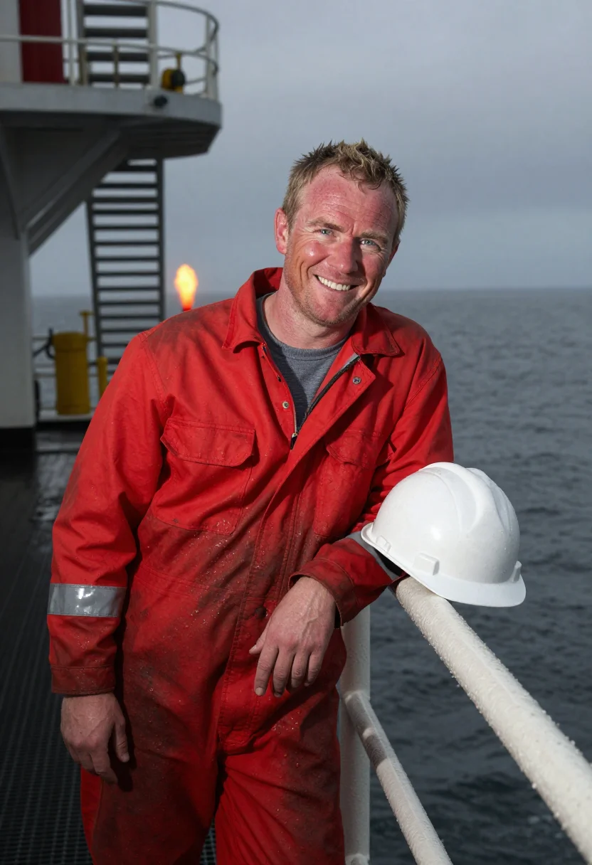 AI north sea rig sample — portrait of a man, half-length portrait of a Scottish man in