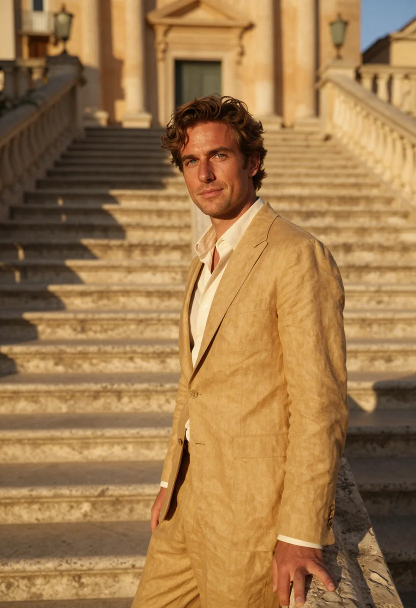 AI noto architect golden baroque sample — portrait of a man, in his late thirties, with fair skin, blu
