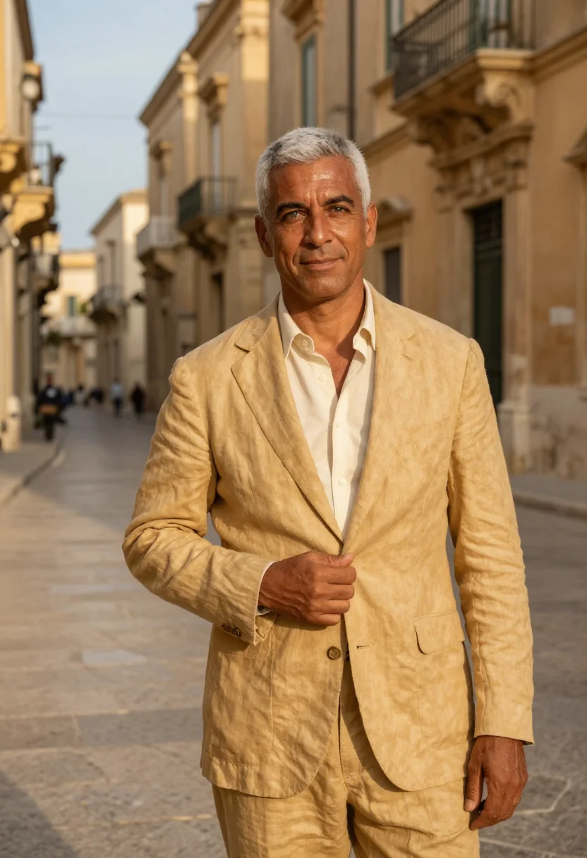 AI noto architect golden baroque sample — portrait of a man, in his early fifties, with deep bronzed s