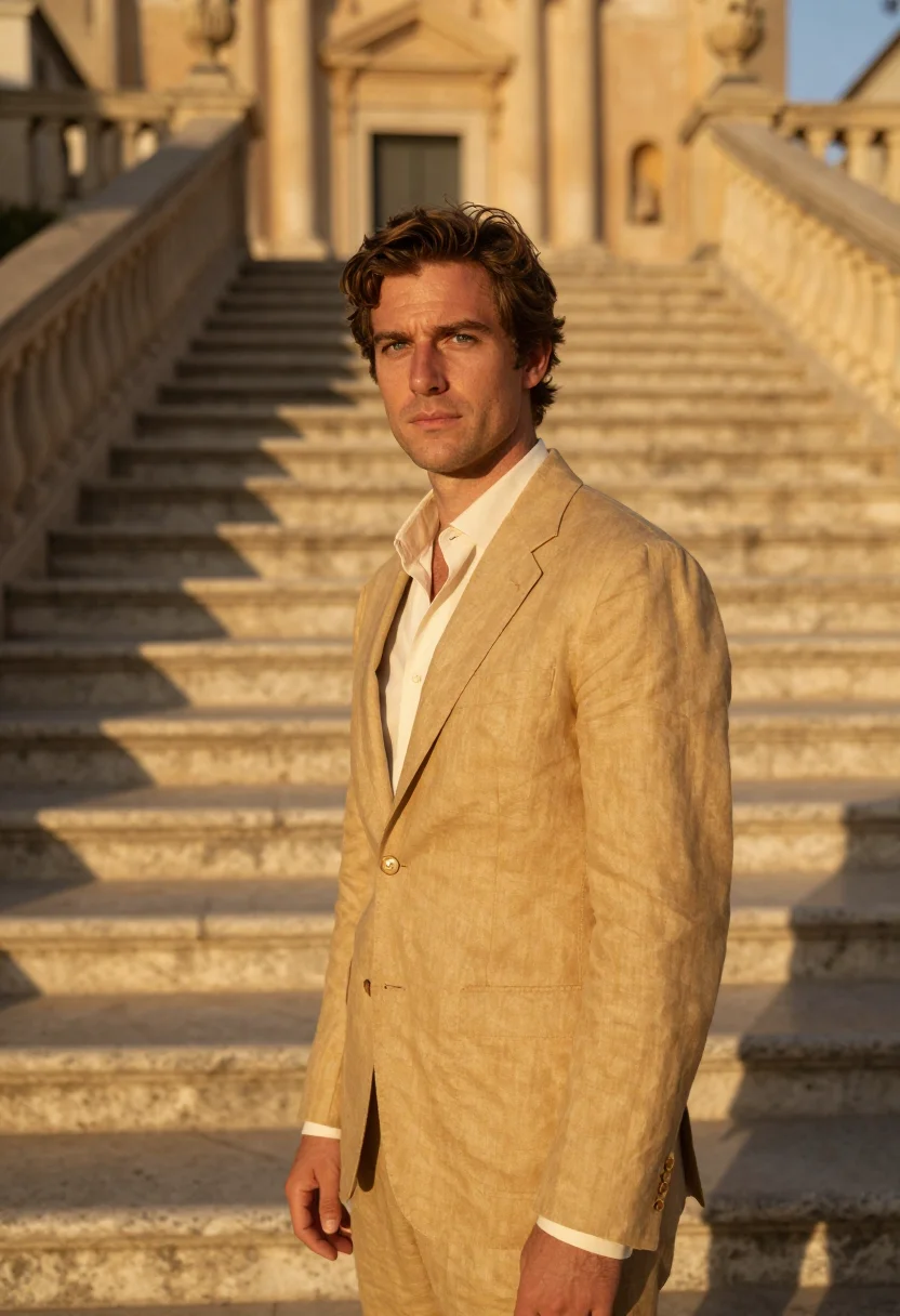 AI noto architect golden baroque sample — portrait of a man, in his late thirties, with fair skin, blu
