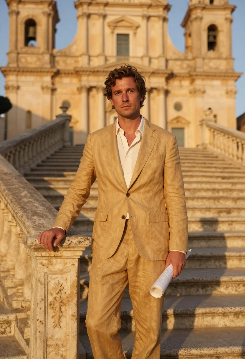 AI noto architect golden baroque sample — portrait of a man, in his late thirties, with fair skin, blu