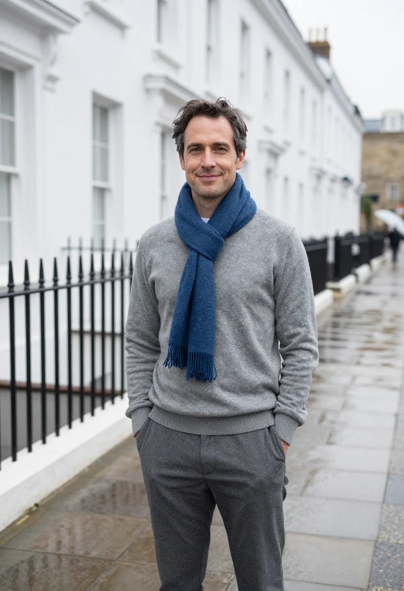AI notting hill blue door november sample — portrait of a man, framed three-quarter length from the head