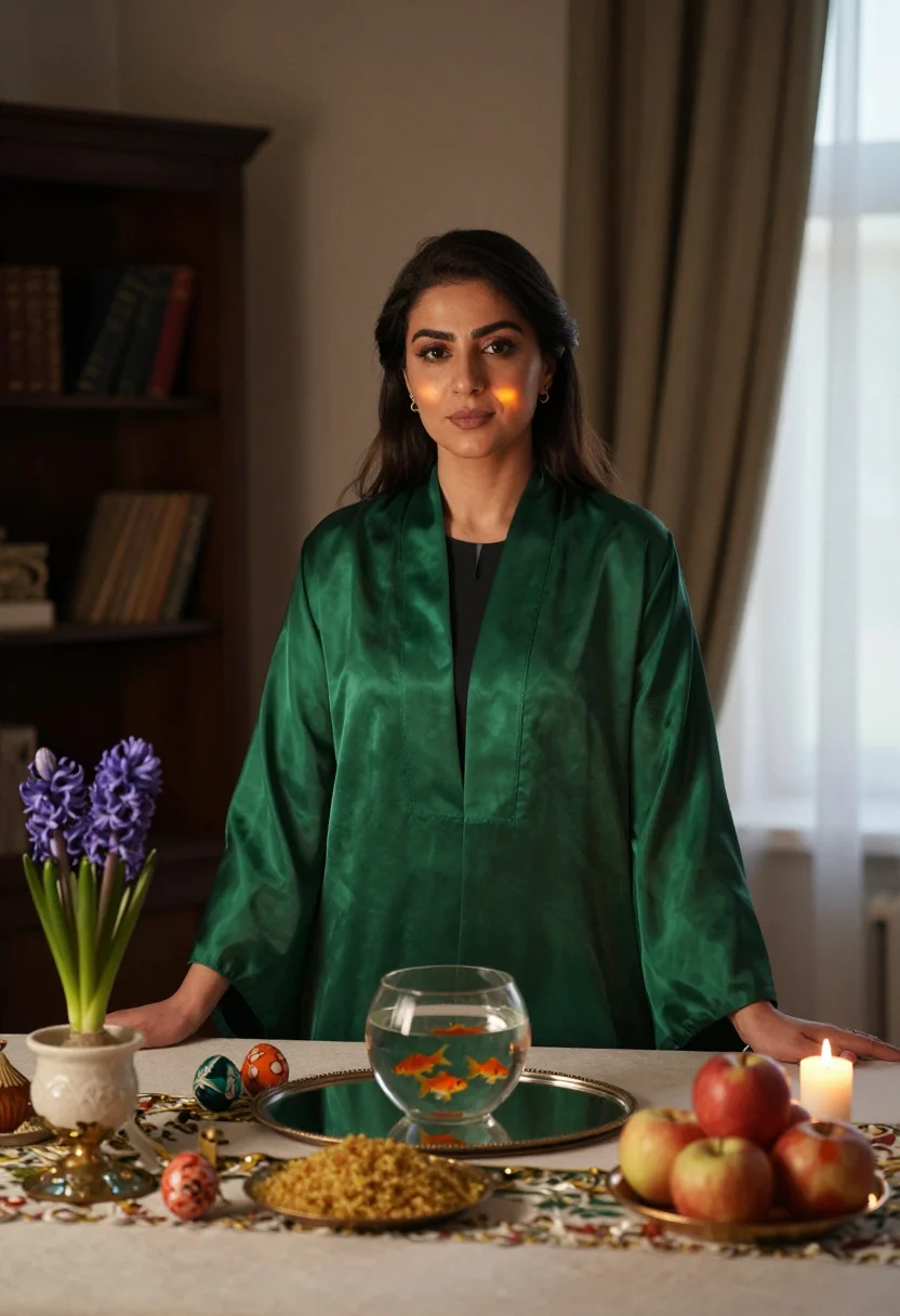 AI nowruz haft sin sample — portrait of a woman, three-quarter-length portrait of an Ira
