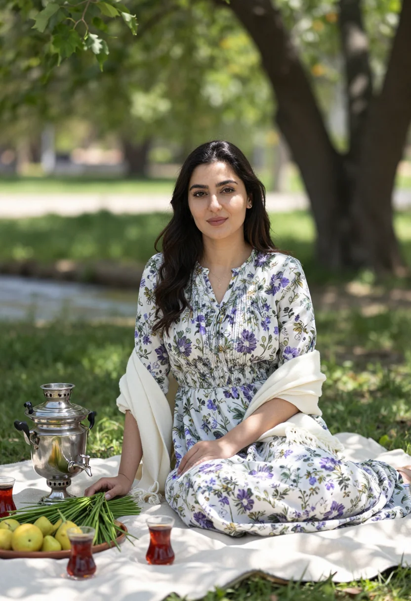 AI nowruz haft sin sample — portrait of a woman, three-quarter-length seated portrait of
