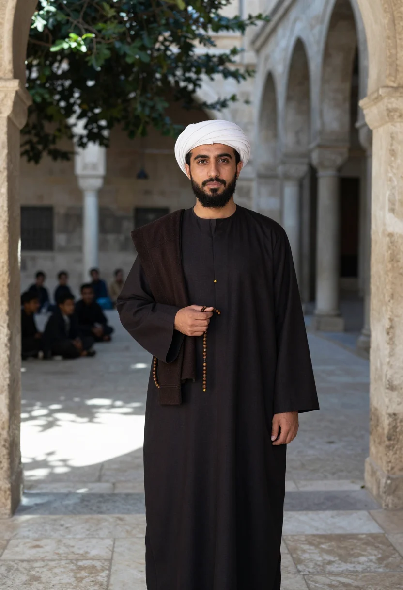 AI nur ad din sample — portrait of a man, chest-up portrait of a Levantine Arab man