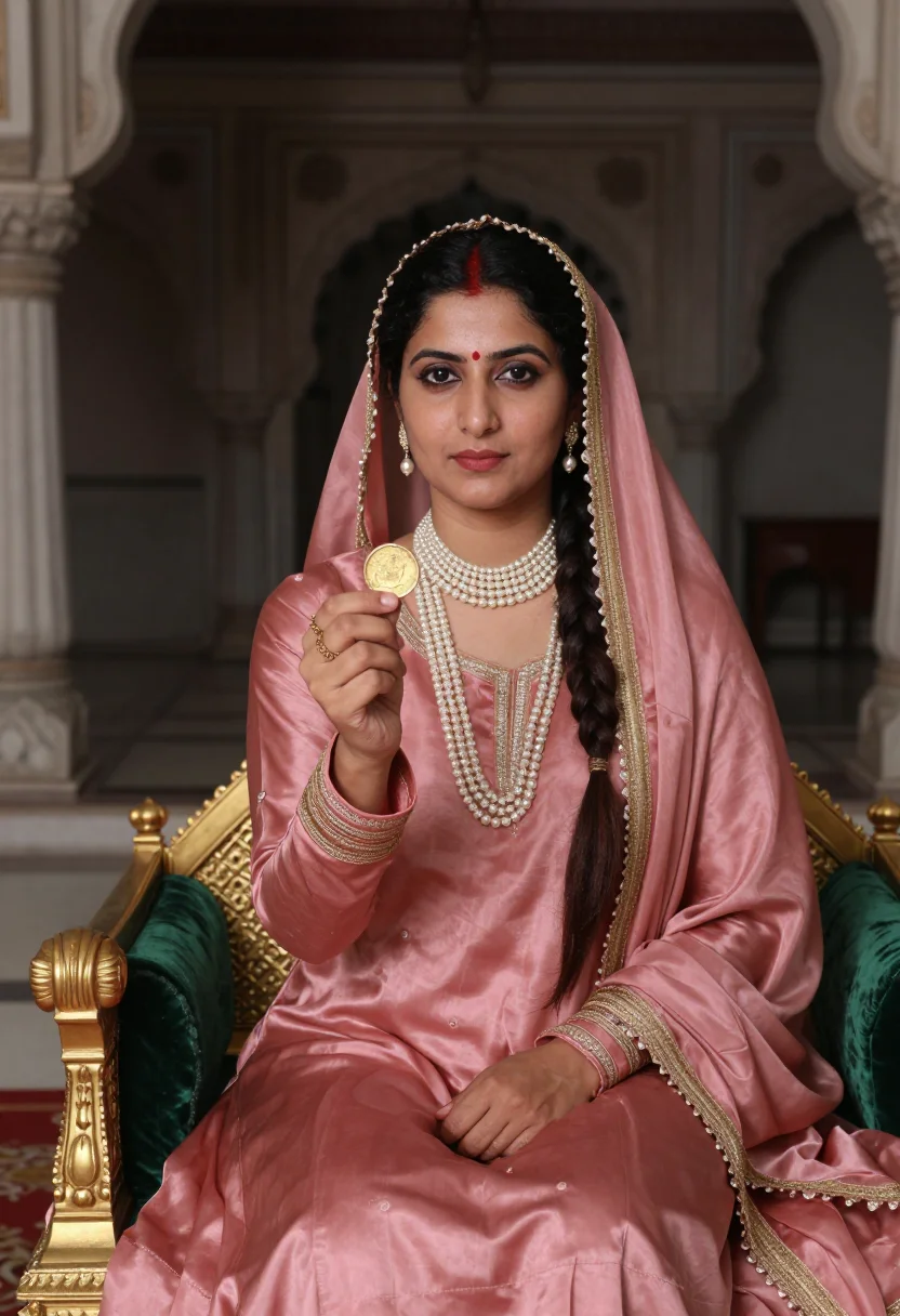 AI nur jahan sample — portrait of a woman, waist-up portrait of a North-Indian wom