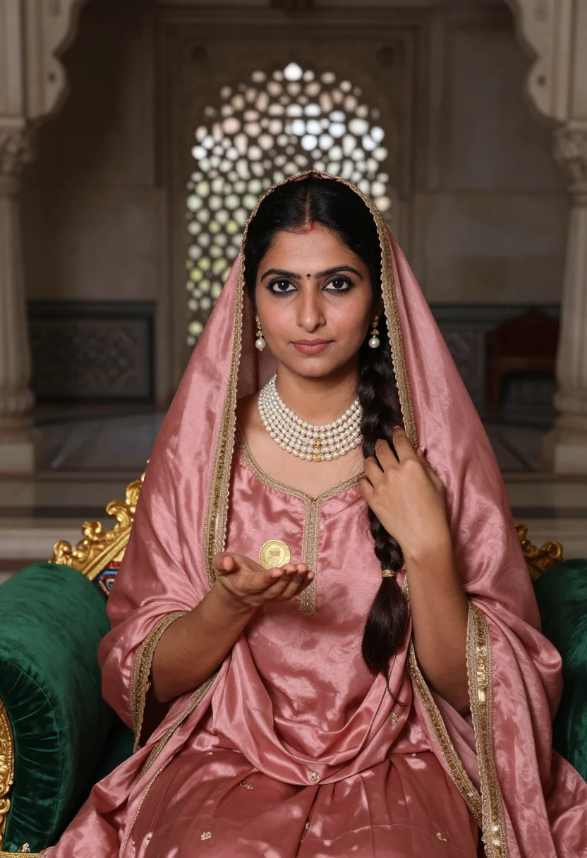 AI nur jahan sample — portrait of a woman, chest-up portrait of a North-Indian wom