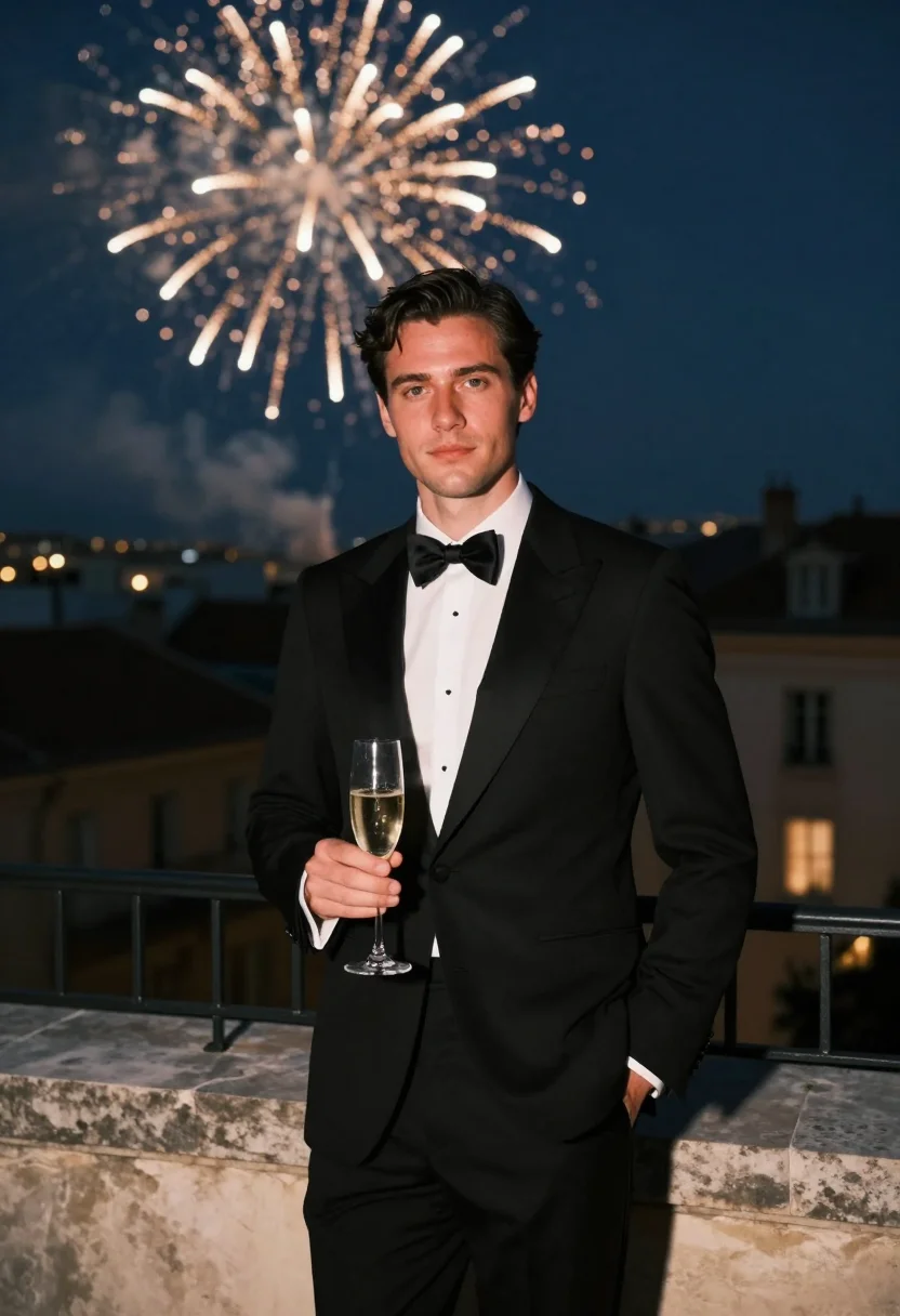 AI nye black tie sample — portrait of a man, three-quarter-length portrait of a Wester