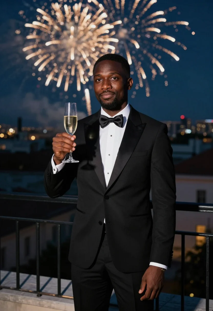 AI nye black tie sample — portrait of a man, tight half-length portrait of a Black man