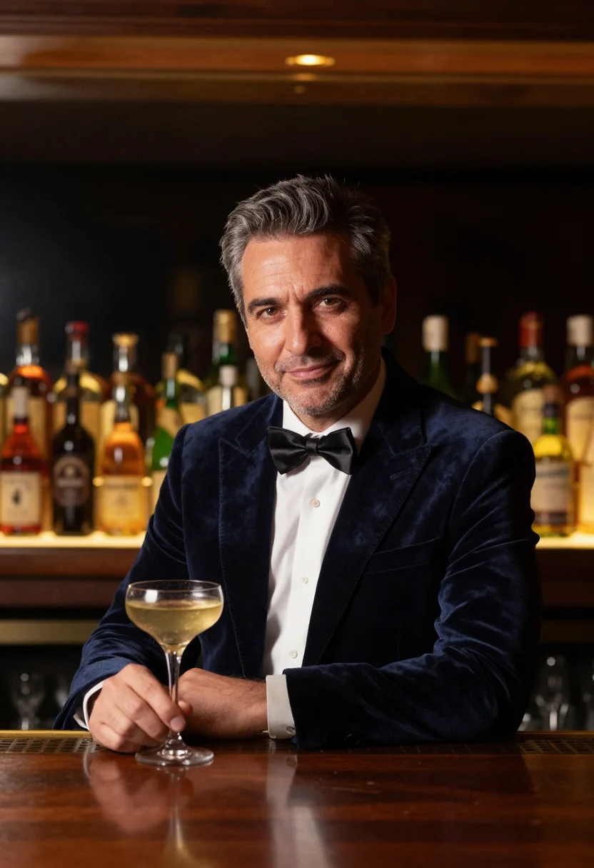 AI nye black tie sample — portrait of a man, close head-and-shoulders portrait of a We