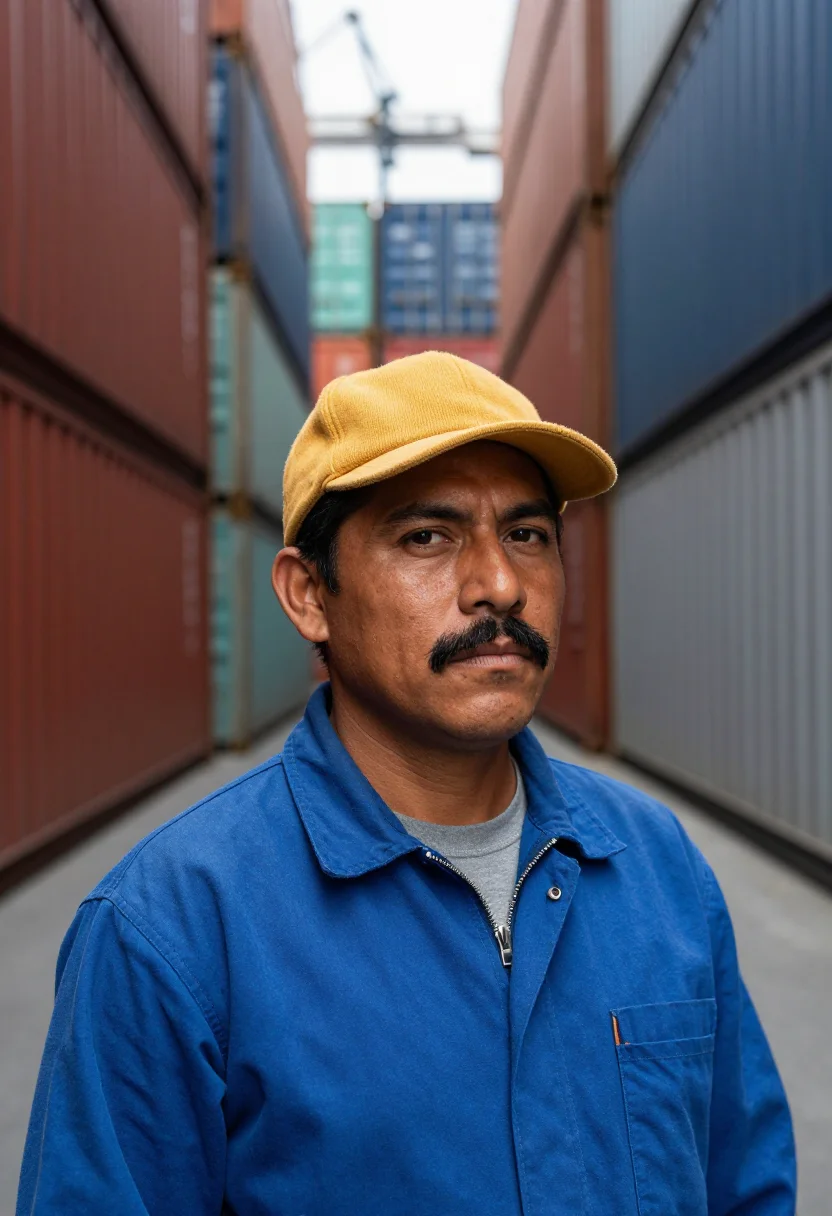 AI oakland longshore container palette sample — portrait of a man, head-and-shoulders portrait of a longshor