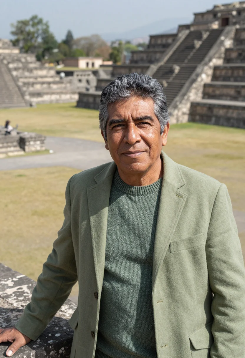 AI oaxaca archaeologist green cantera sample — portrait of a man, a Mixtec archaeologist in his late fortie