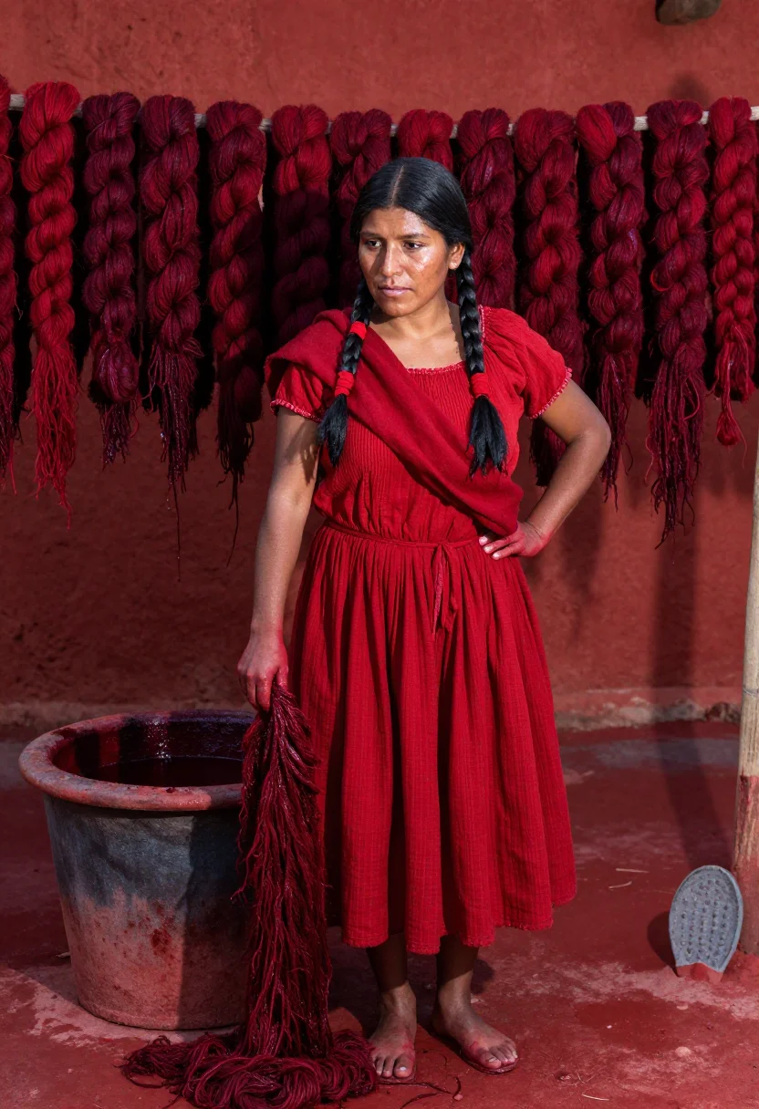 AI oaxaca cochineal sample — portrait of a woman, a woman in her thirties with warm brown