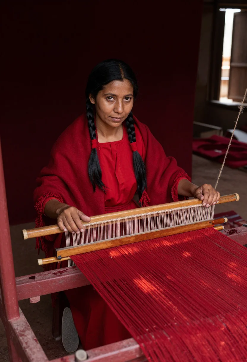 AI oaxaca cochineal sample — portrait of a woman, a woman in her thirties with warm brown
