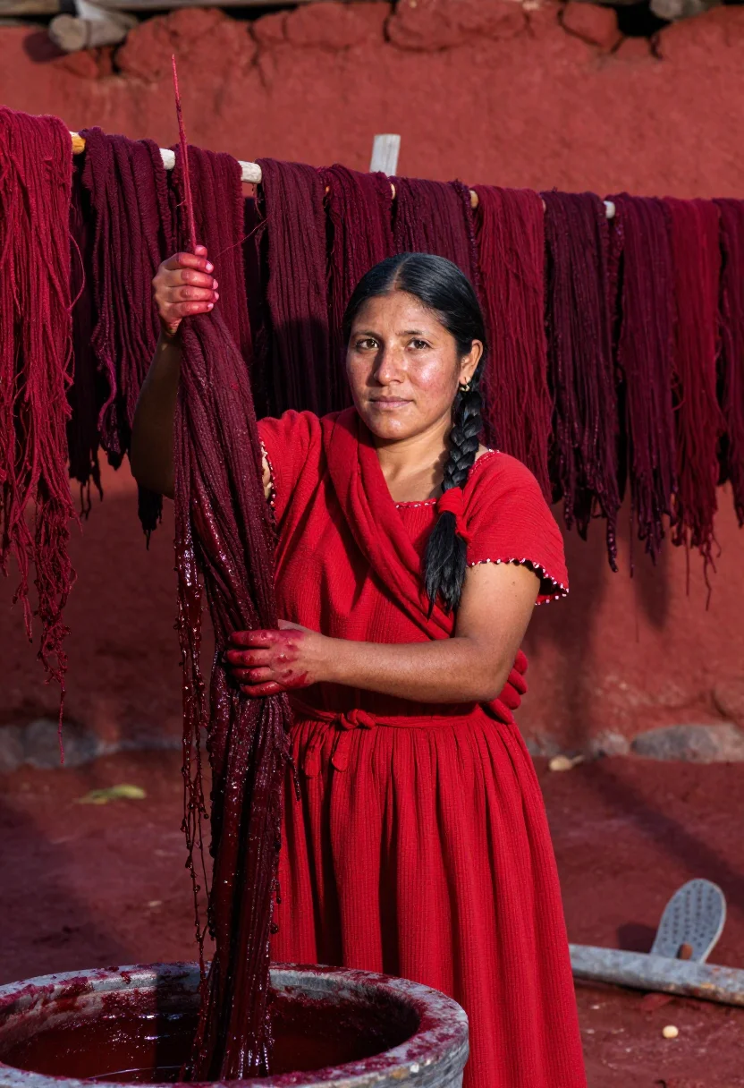 AI oaxaca cochineal sample — portrait of a woman, a woman in her thirties with warm brown