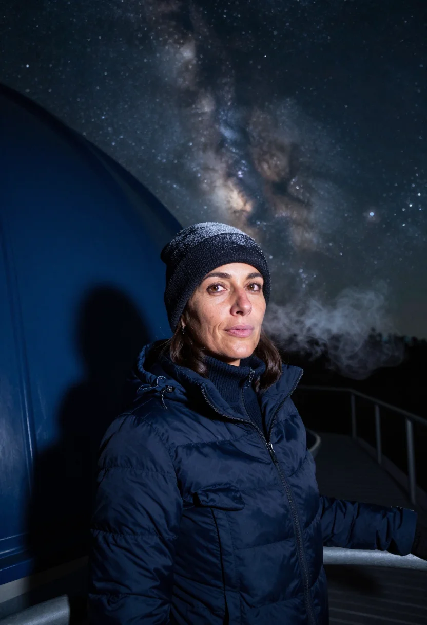 AI observatory midnight sample — portrait of a woman, tight head-and-shoulders portrait of a