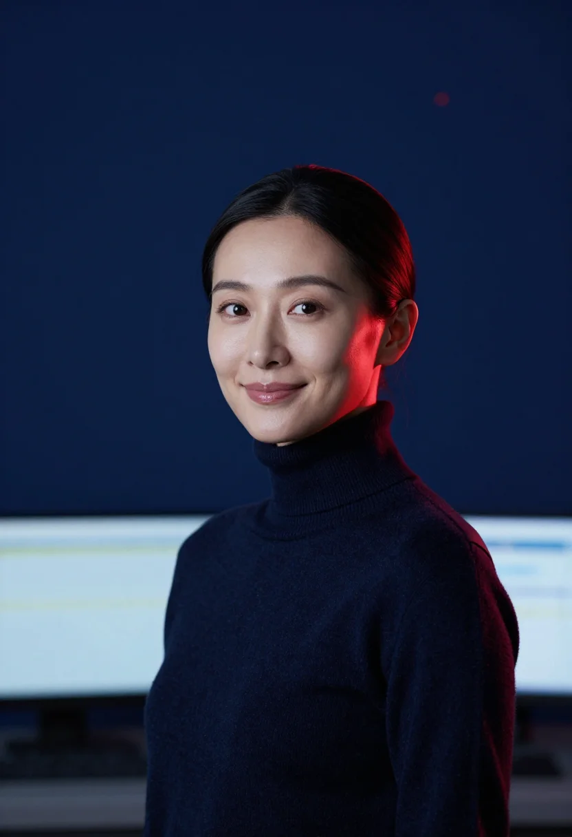 AI observatory midnight sample — portrait of a woman, head-and-shoulders portrait of an East-