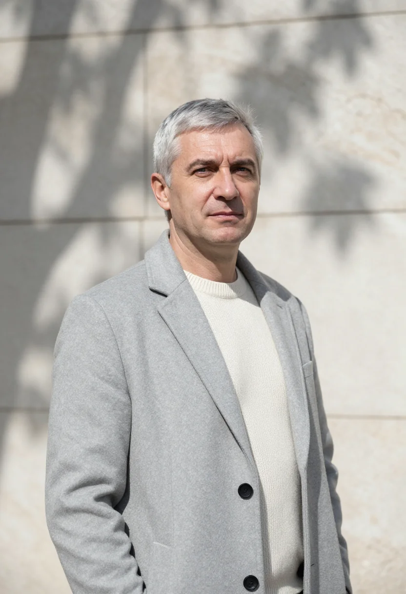 AI odesa shipping executive limestone stairs sample — portrait of a man, of Ukrainian descent in his fifties with