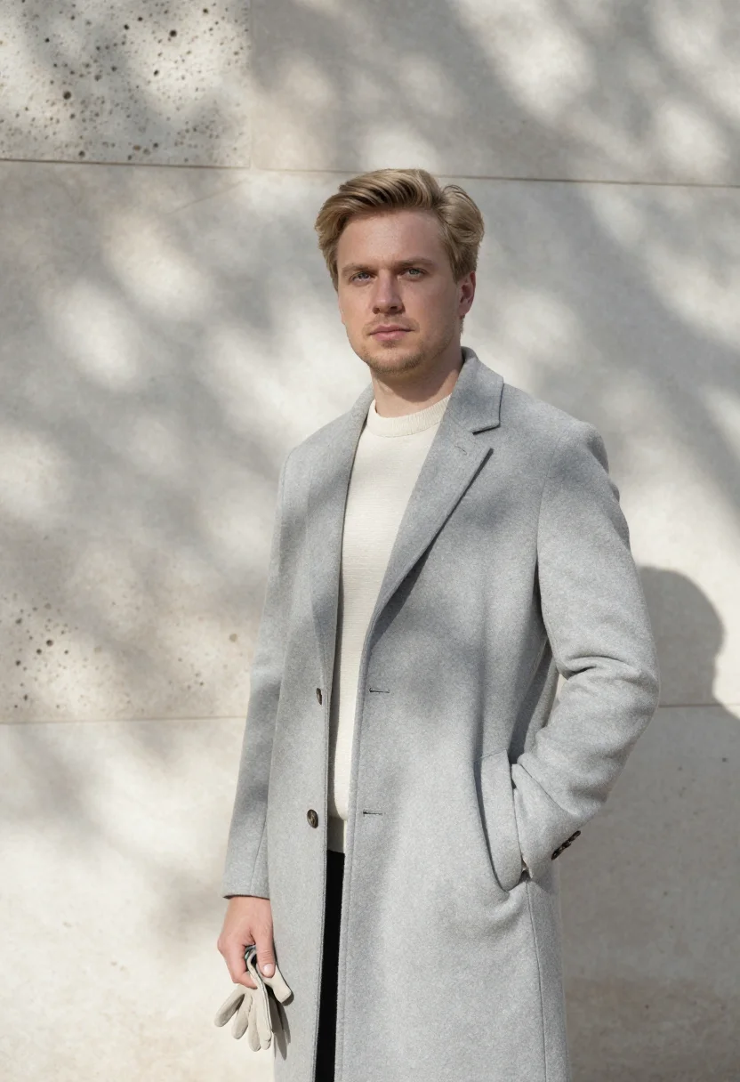 AI odesa shipping executive limestone stairs sample — portrait of a man, in his thirties with fair skin, blue eyes