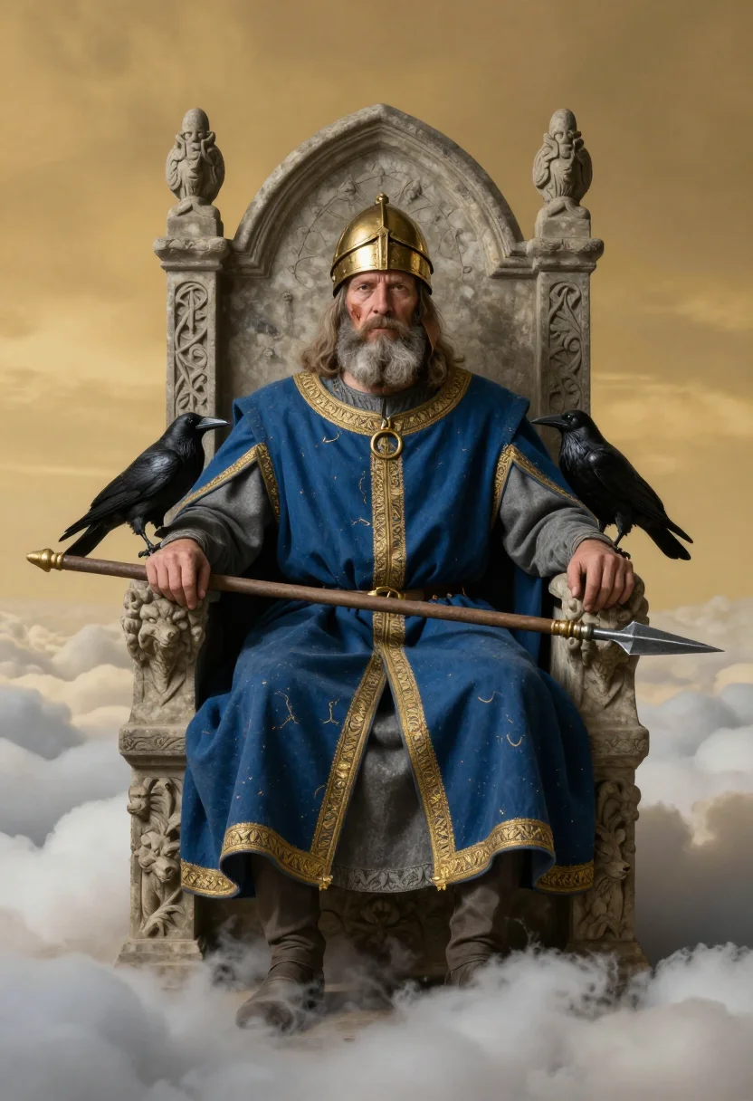 AI odin sample — portrait of a man, half-length seated portrait of a Northern
