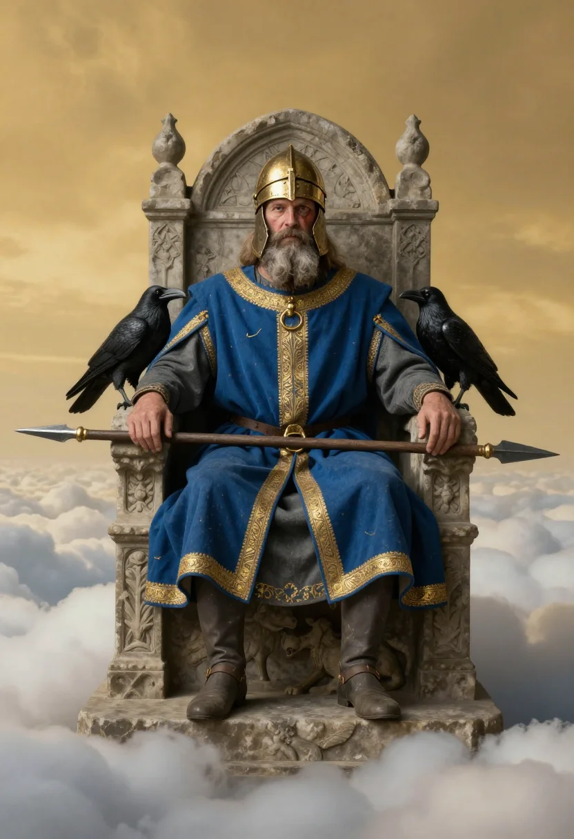 AI odin sample — portrait of a man, full-length seated portrait of a Northern