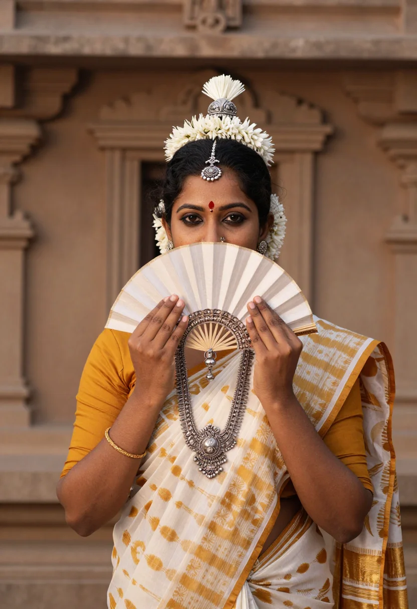 AI odissi sample — near-frontal three-quarter portrait of a South-Asian Odia wo