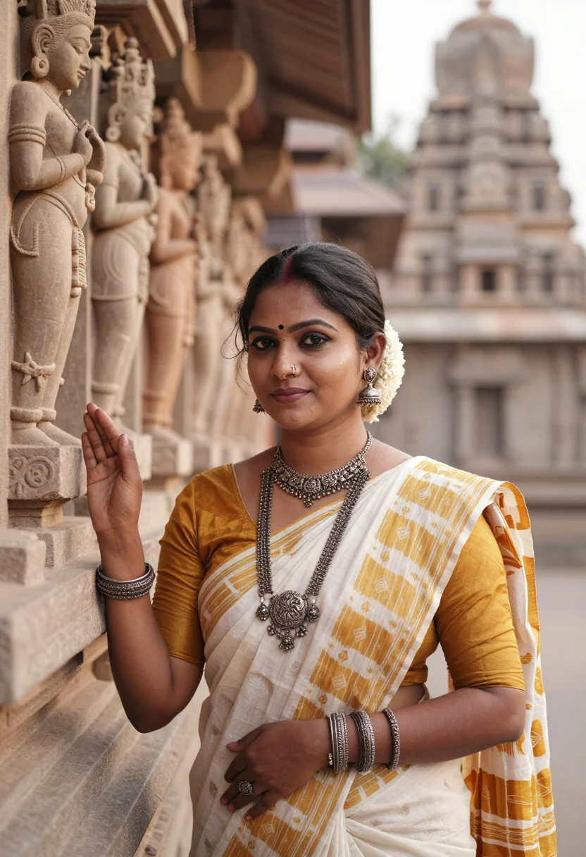 AI odissi sample — three-quarter portrait of a South-Asian Odia woman with warm