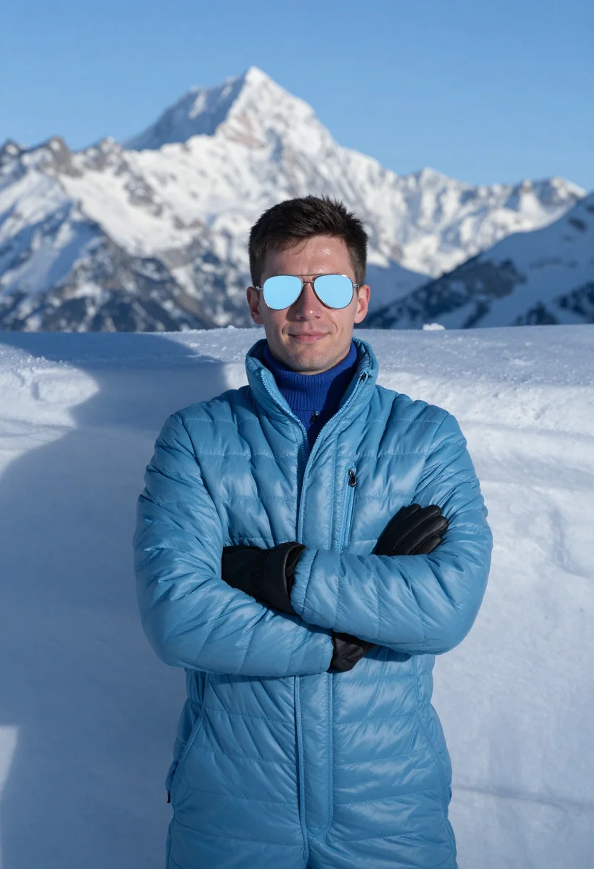 AI ohmss piz gloria sky blue sample — portrait of a man, framed half-length from the crown to the
