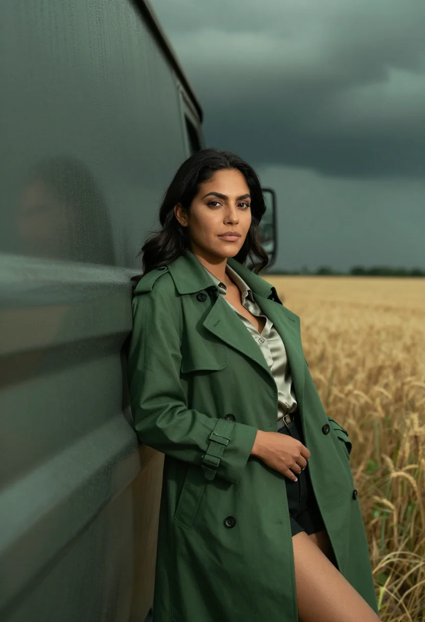 AI oklahoma meteorologist supercell green sample — portrait of a woman, half-length portrait of a Latina woman