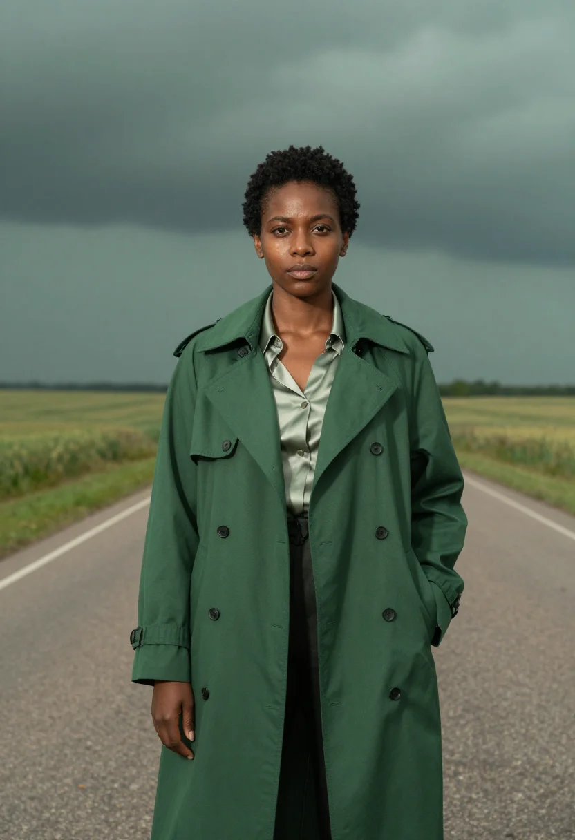 AI oklahoma meteorologist supercell green sample — portrait of a woman, half-length portrait of a Black woman i