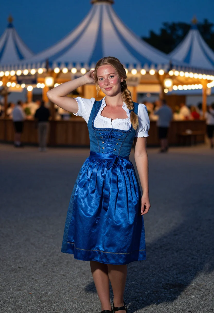 AI oktoberfest dirndl bavaria blue sample — portrait of a woman, half-length portrait of a Bavarian woma