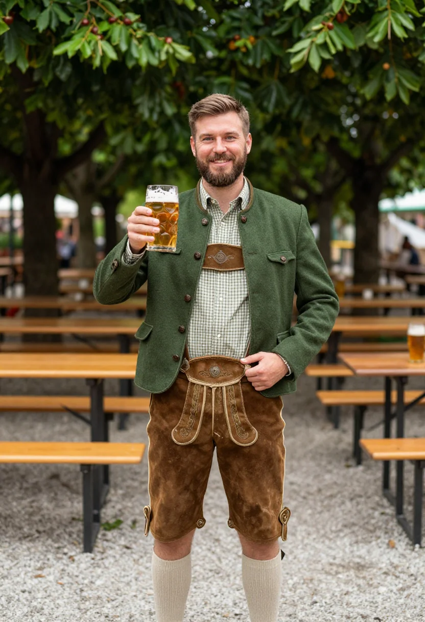 AI oktoberfest lederhosen loden sample — portrait of a man, half-length portrait of a Bavarian man in