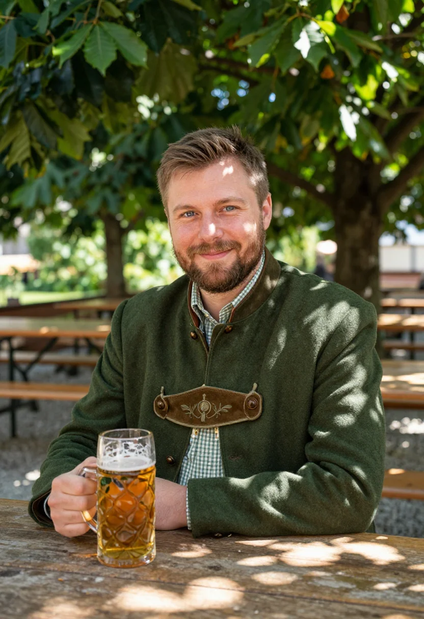 AI oktoberfest lederhosen loden sample — portrait of a man, half-length portrait of a Bavarian man in