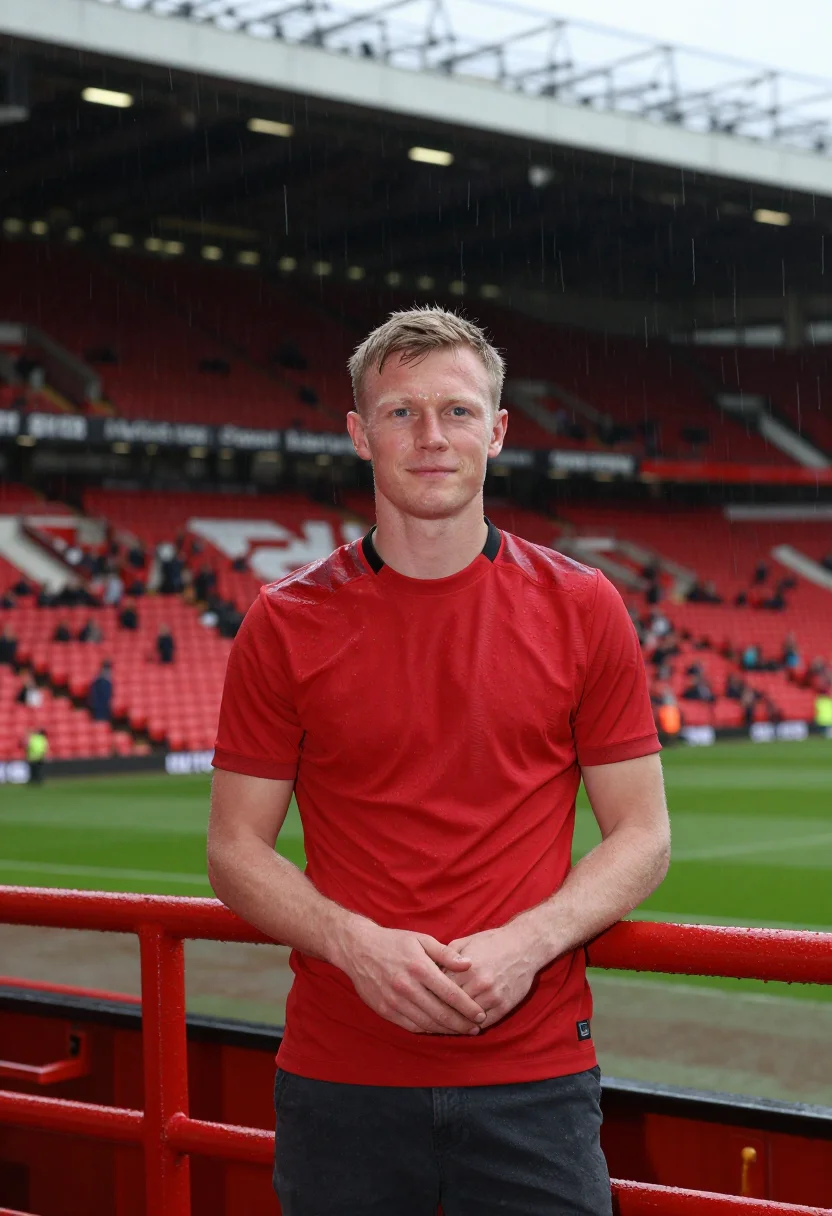 AI old trafford manchester red sample — portrait of a man, a Scottish man in his mid-thirties with p