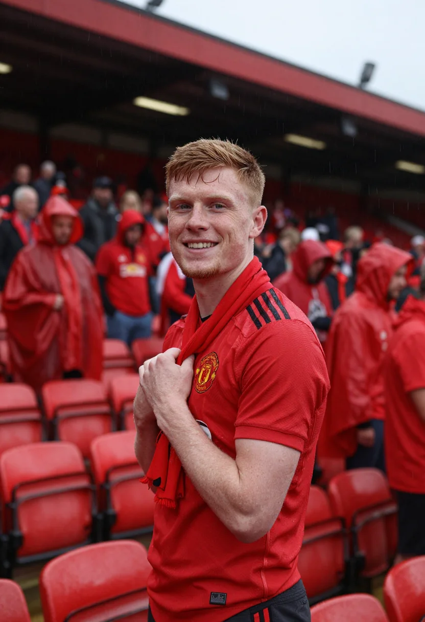 AI old trafford manchester red sample — portrait of a man, an Irish man in his early thirties with f