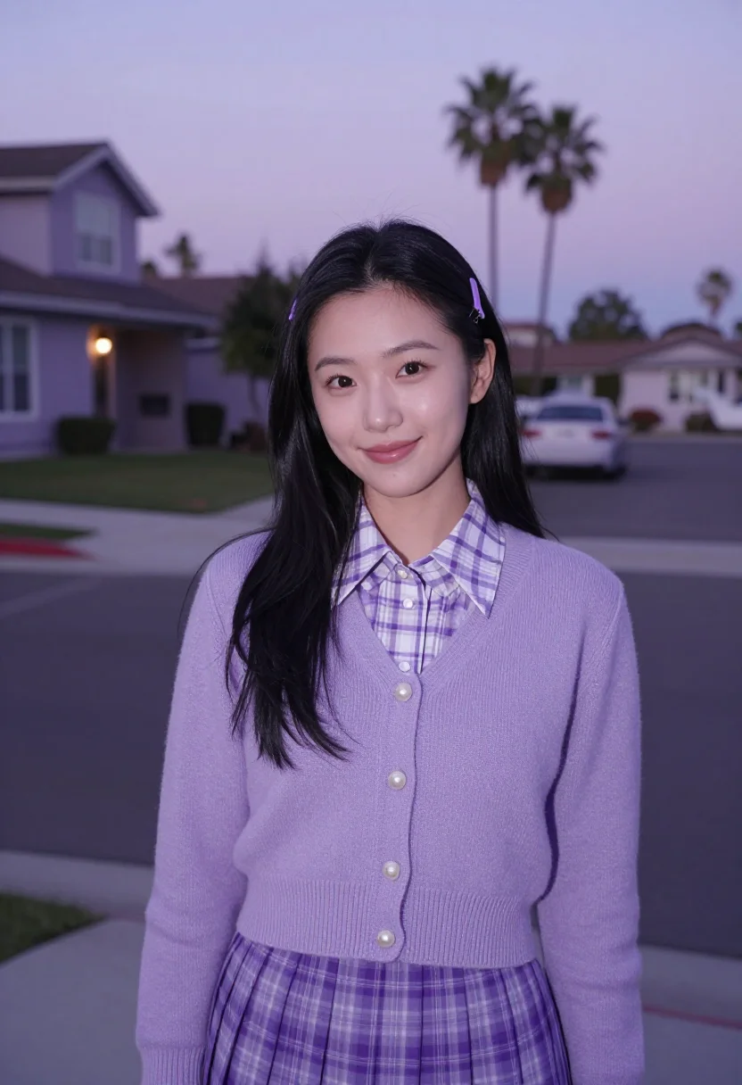 AI olivia rodrigo sour lavender drivers license sample — portrait of a woman, a Korean-American woman in her mid-twen