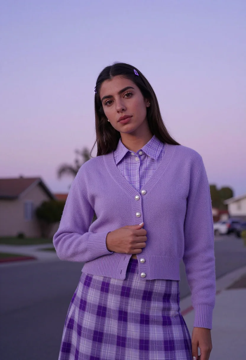 AI olivia rodrigo sour lavender drivers license sample — portrait of a woman, an Italian-American woman in her late t