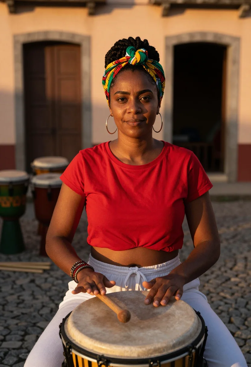 AI olodum pelourinho sample — portrait of a woman, chest-up portrait of an Afro-Brazilian