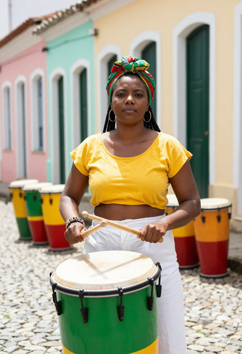 AI olodum pelourinho sample — portrait of a woman, half-length portrait of an Afro-Brazili