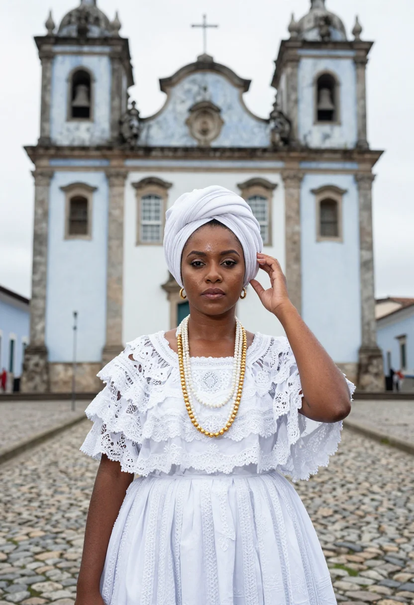 AI olodum pelourinho sample — portrait of a woman, chest-up portrait of an Afro-Brazilian