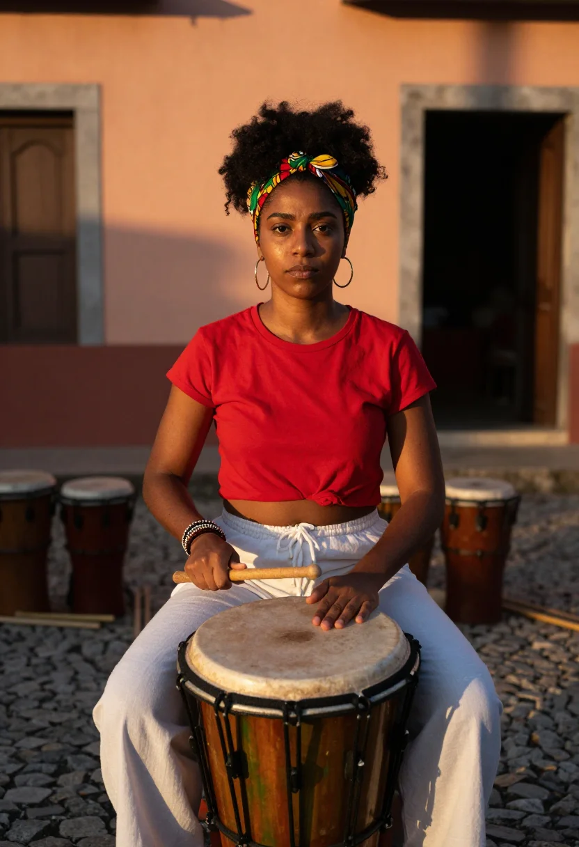 AI olodum pelourinho sample — portrait of a woman, three-quarter-length portrait of an Afr