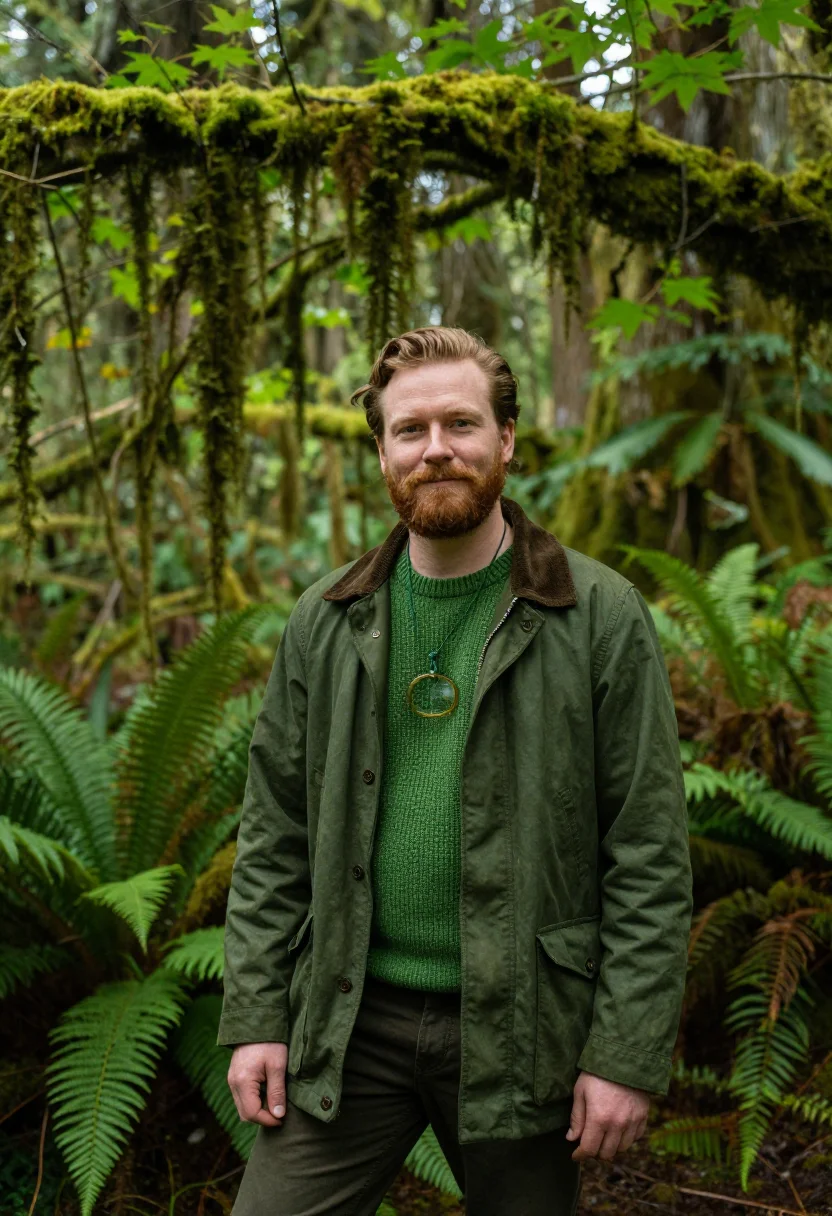 AI olympic forester moss sample — portrait of a man, in his late thirties, Western-European, w