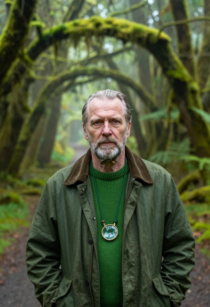 AI olympic forester moss sample — portrait of a man, in his late fifties, Scandinavian-America