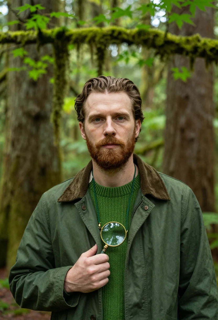 AI olympic forester moss sample — portrait of a man, in his late thirties, Western-European, w