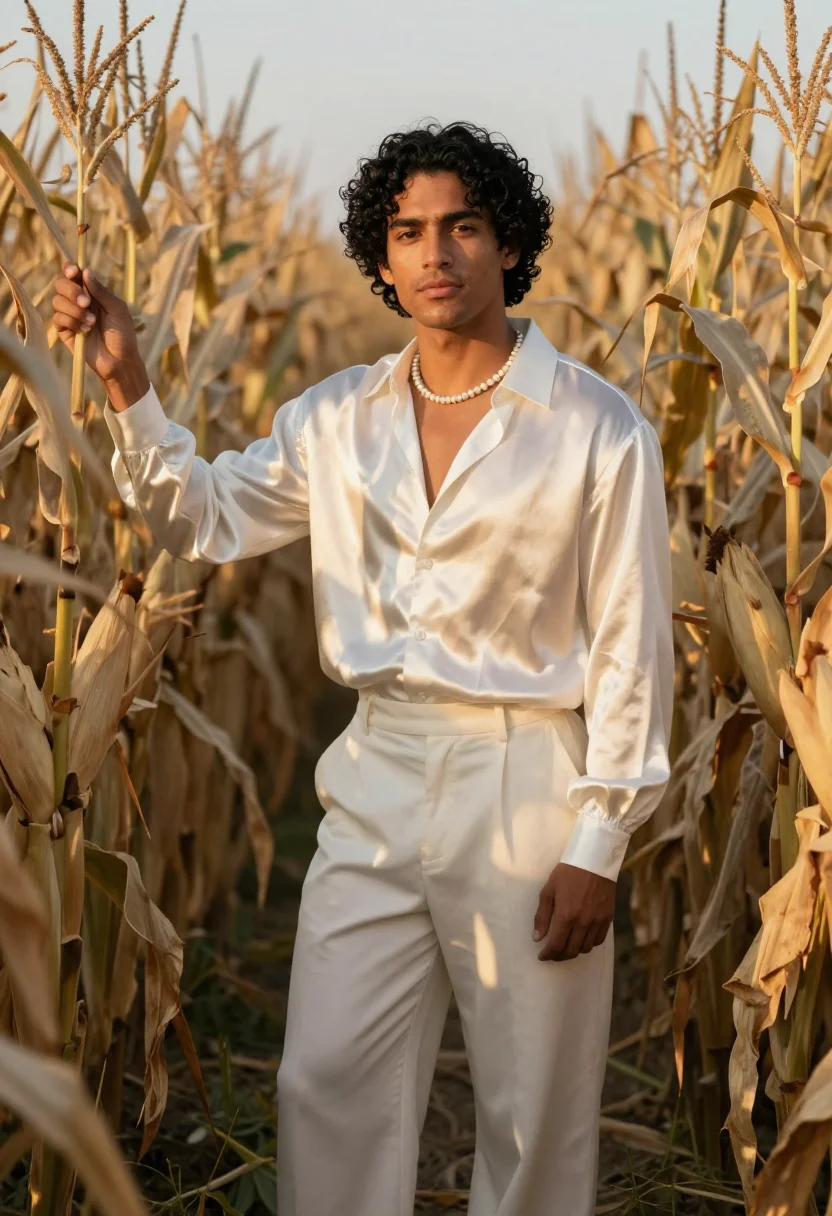 AI omar apollo indiana ivory silk sample — portrait of a man, an American man of Puerto Rican descent i
