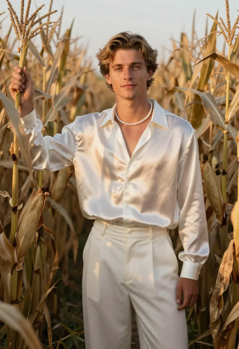 AI omar apollo indiana ivory silk sample — portrait of a man, an American man of German descent in his