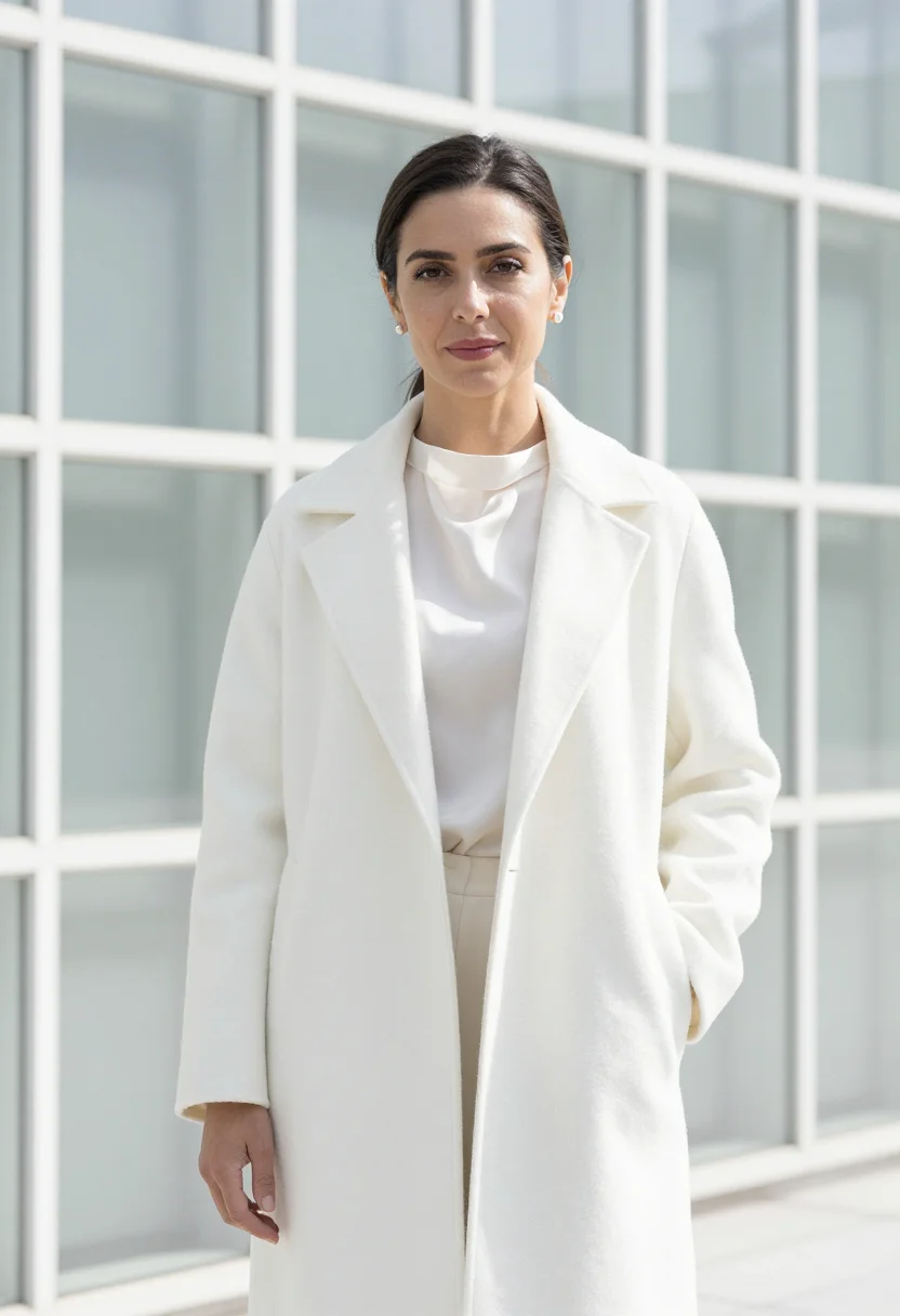 AI omotesando architect glass white sample — portrait of a woman, an architect in her late thirties of Sp