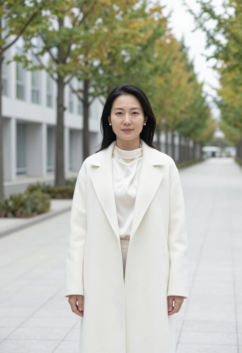 AI omotesando architect glass white sample — portrait of a woman, an architect in her early forties of Ko