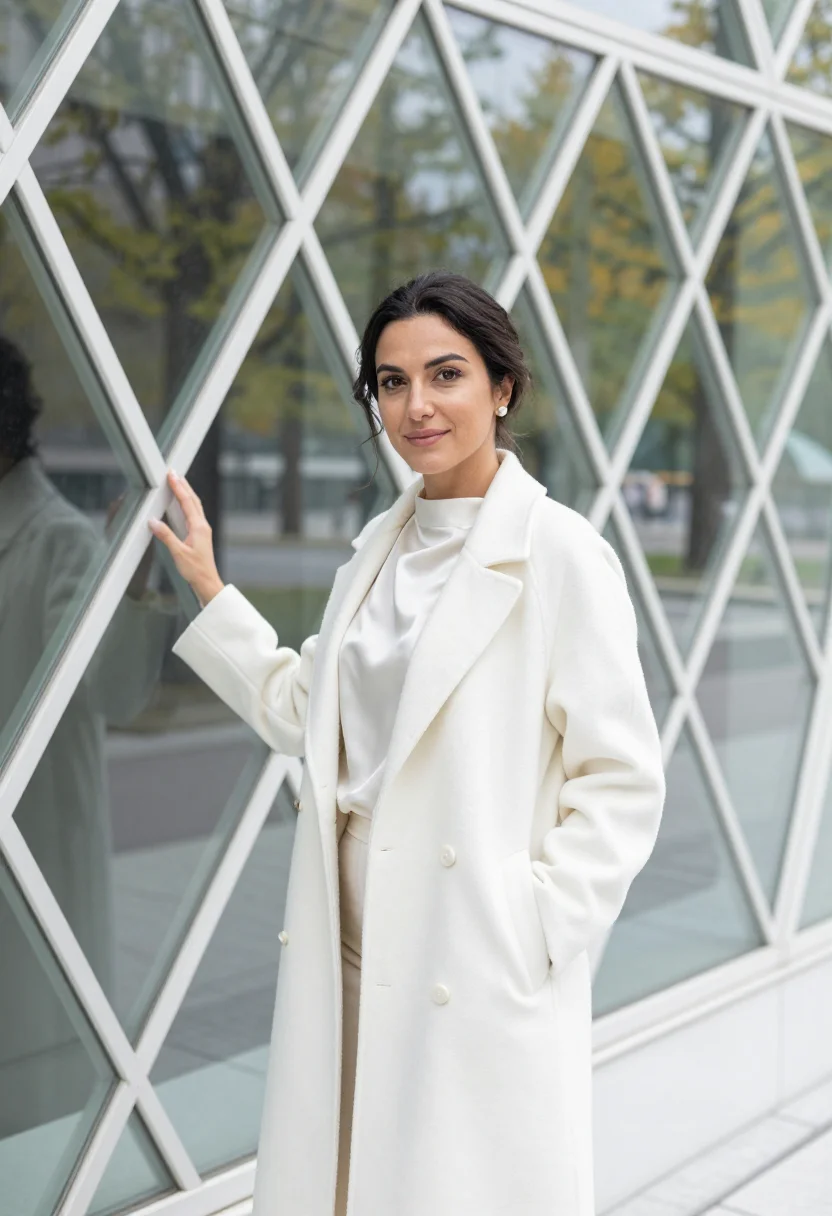 AI omotesando architect glass white sample — portrait of a woman, an architect in her late thirties of Le